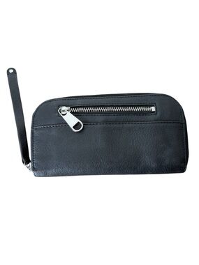 DANIER Vintage Black Leather Wristlet Wallet Zipper